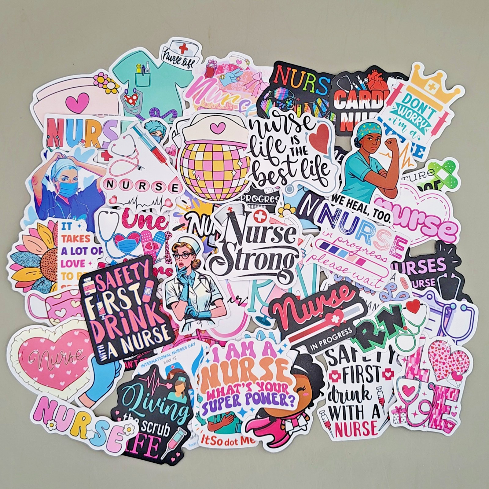 50 Pcs Nurse Stickers Medical RN Nursing Student Decal Water Bottle Laptop Lot