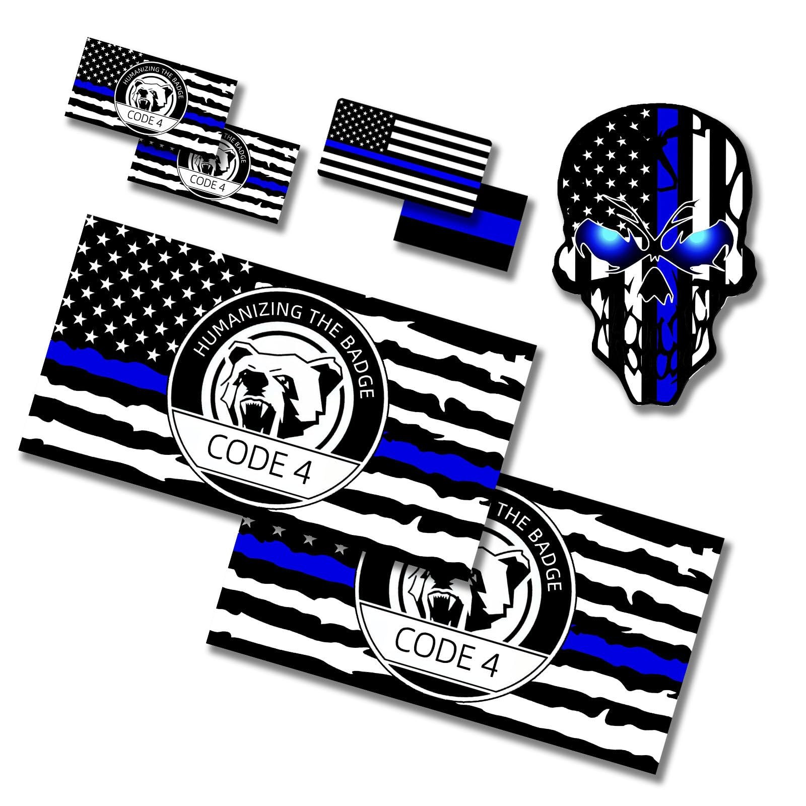 Code 4 Sticker Police, Thin Blue Line Sticker, Police Support Stickers – Amer…