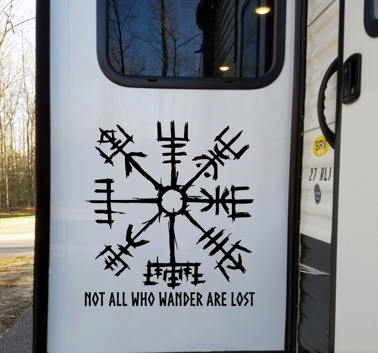 Not All Who Wander Are Lost Viking Compass Vegvisir V1 Vinyl Decal Sticker RV