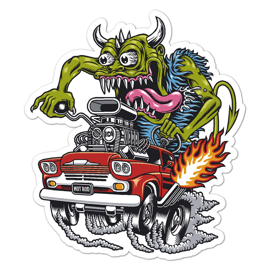 Monster Hot Rod, Vinyl Decal Sticker, Indoor Outdoor, 3 Sizes, #8961
