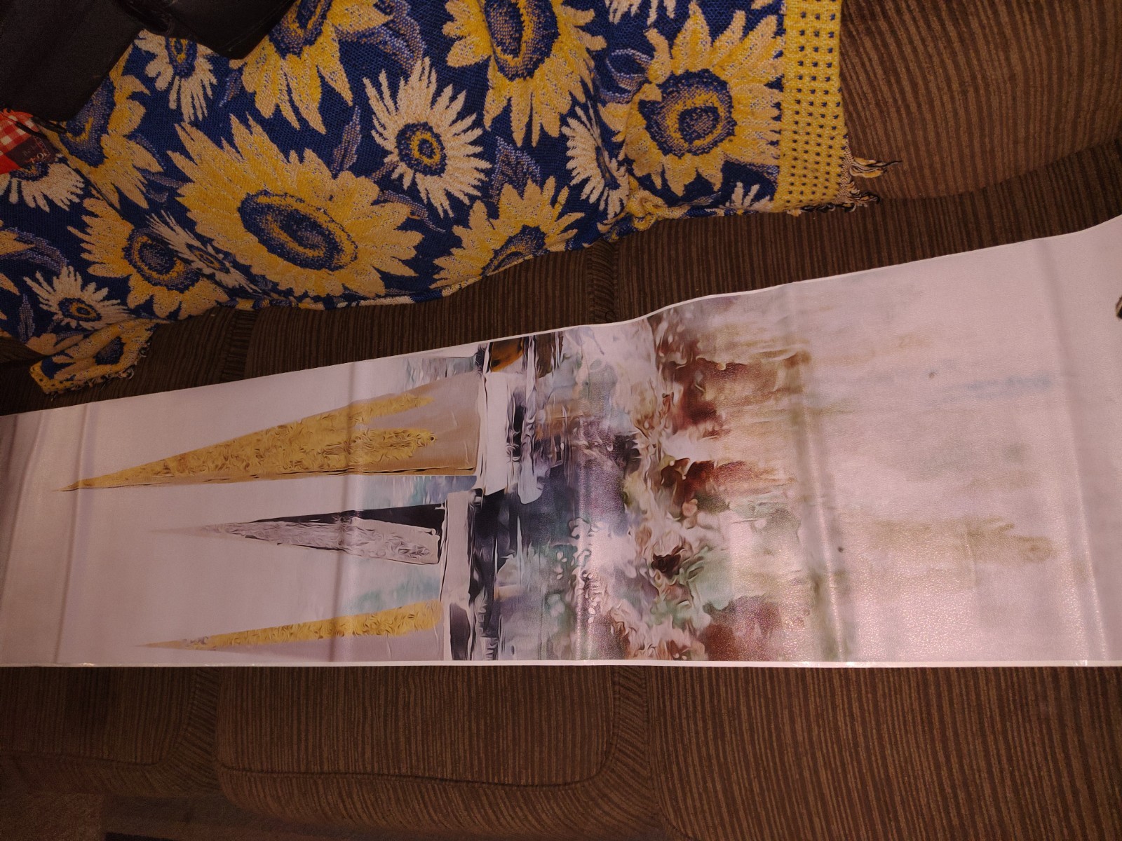 15"X79" Canvas Texture Peel And Stick Vertical Sailboat Wall Mural Or Accent…