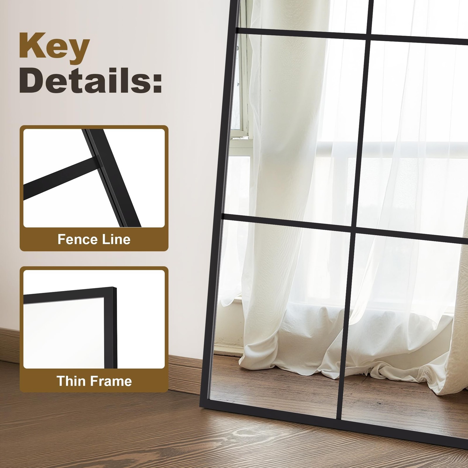 Window Mirrors for Wall Decor, Wall Mirrors Decorative Window Pane 30 x 40, R…