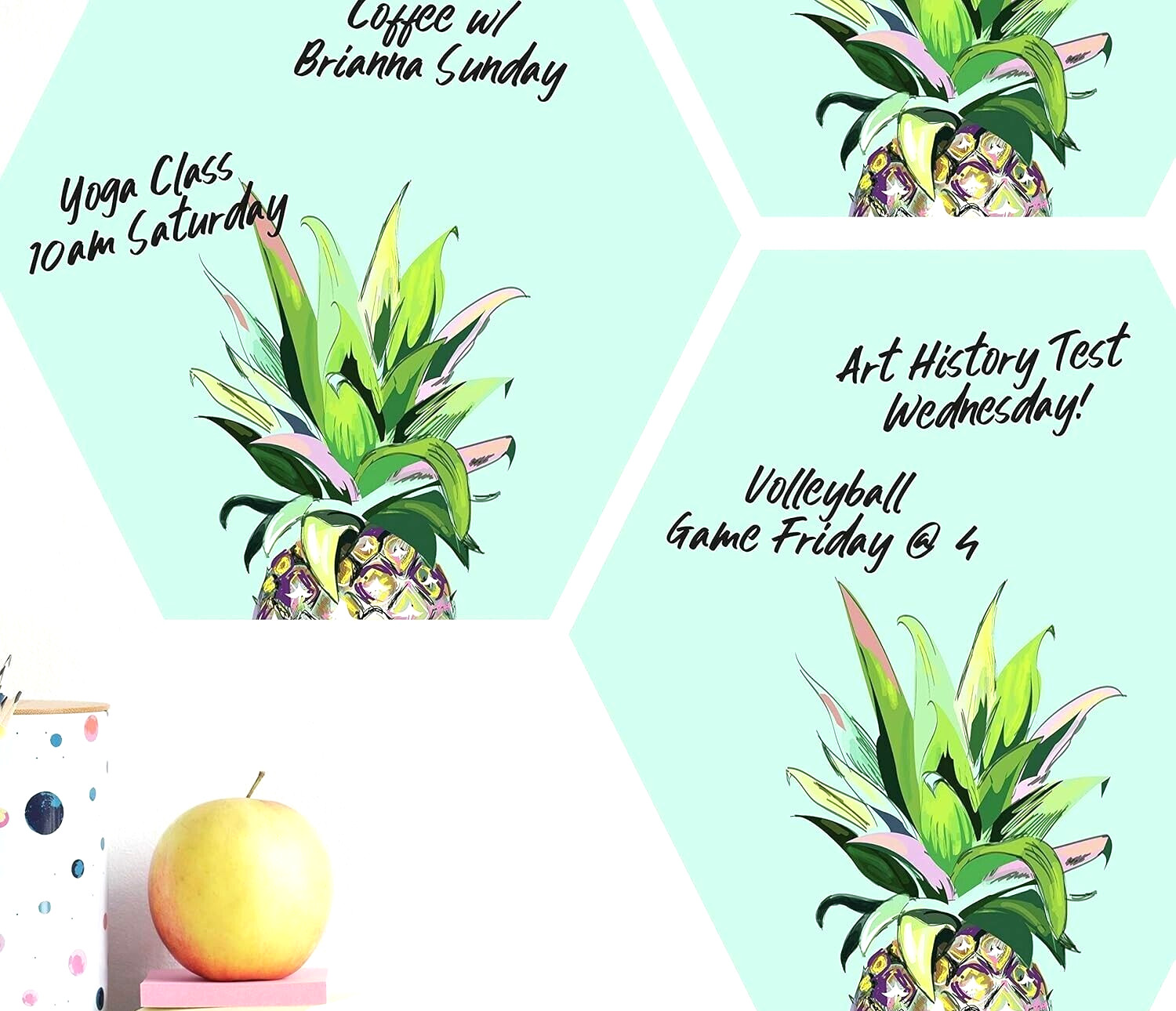 RoomMates Wall Decals Pineapple Crown 3-Pk Dry Erase Hexagon Peel And Stick