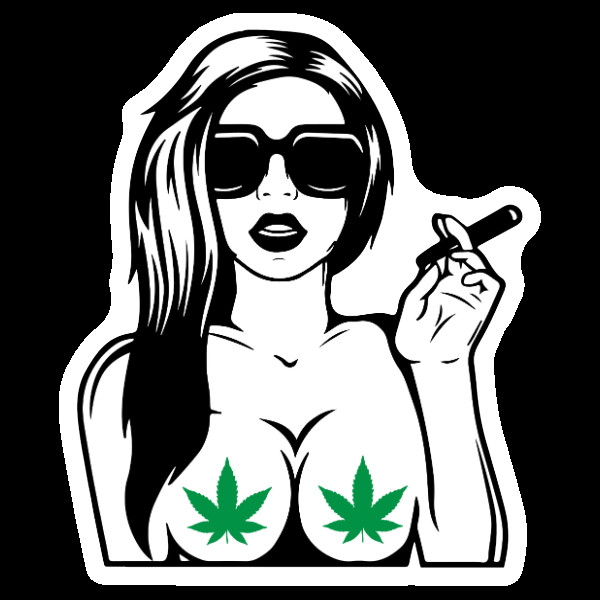 420 Weed Girl Leaf Nips UV Safe Vinyl Sticker High 420 Blaze It Weed Cannabis