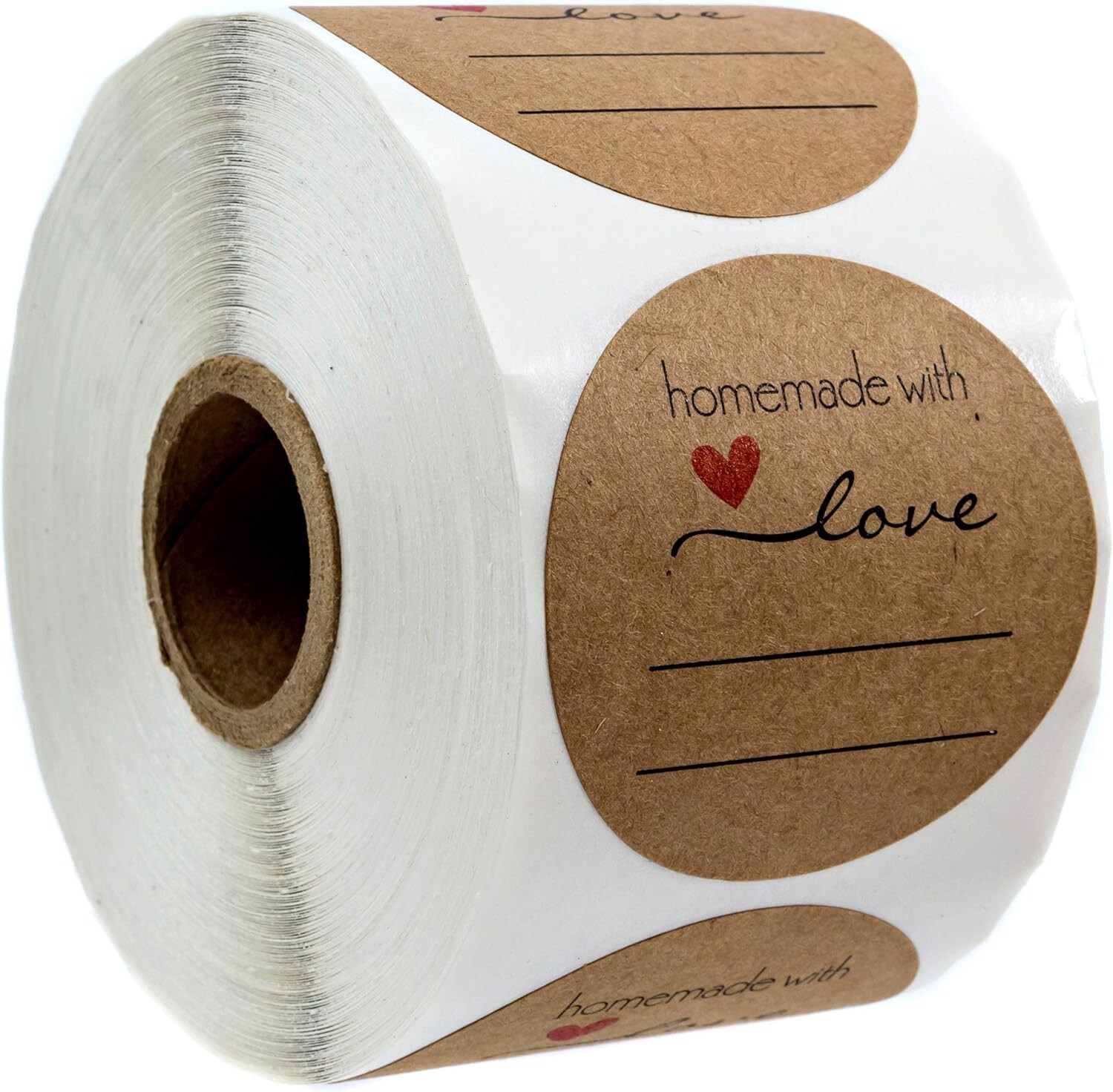 2" Round Kraft Labels with Writable Lines – 500 Homemade with Love Stickers