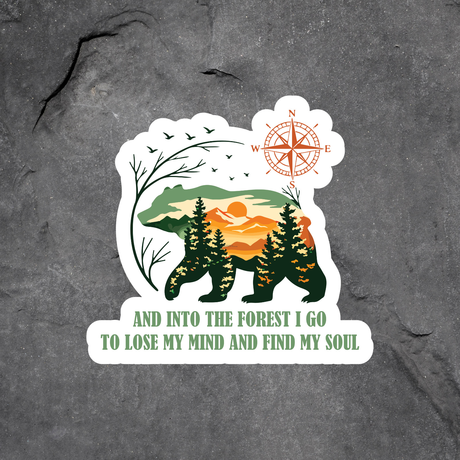 Forest Bear Sticker Vinyl Decal Nature Hiking Adventure Quote Outdoors