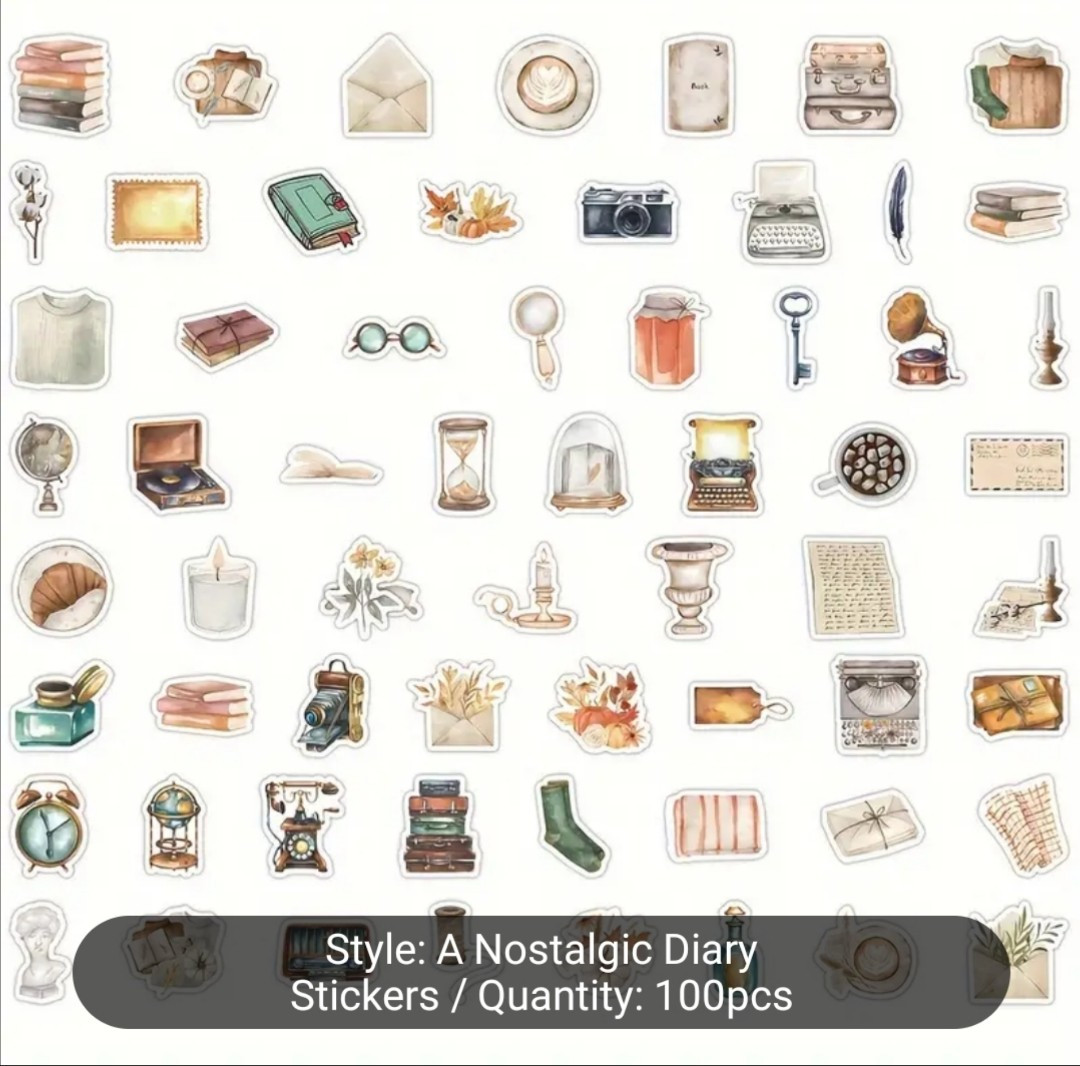 10 PCS Mini Vintage Retro Nostalgic Cozy Reading Aesthetic Stickers BRAND NEW