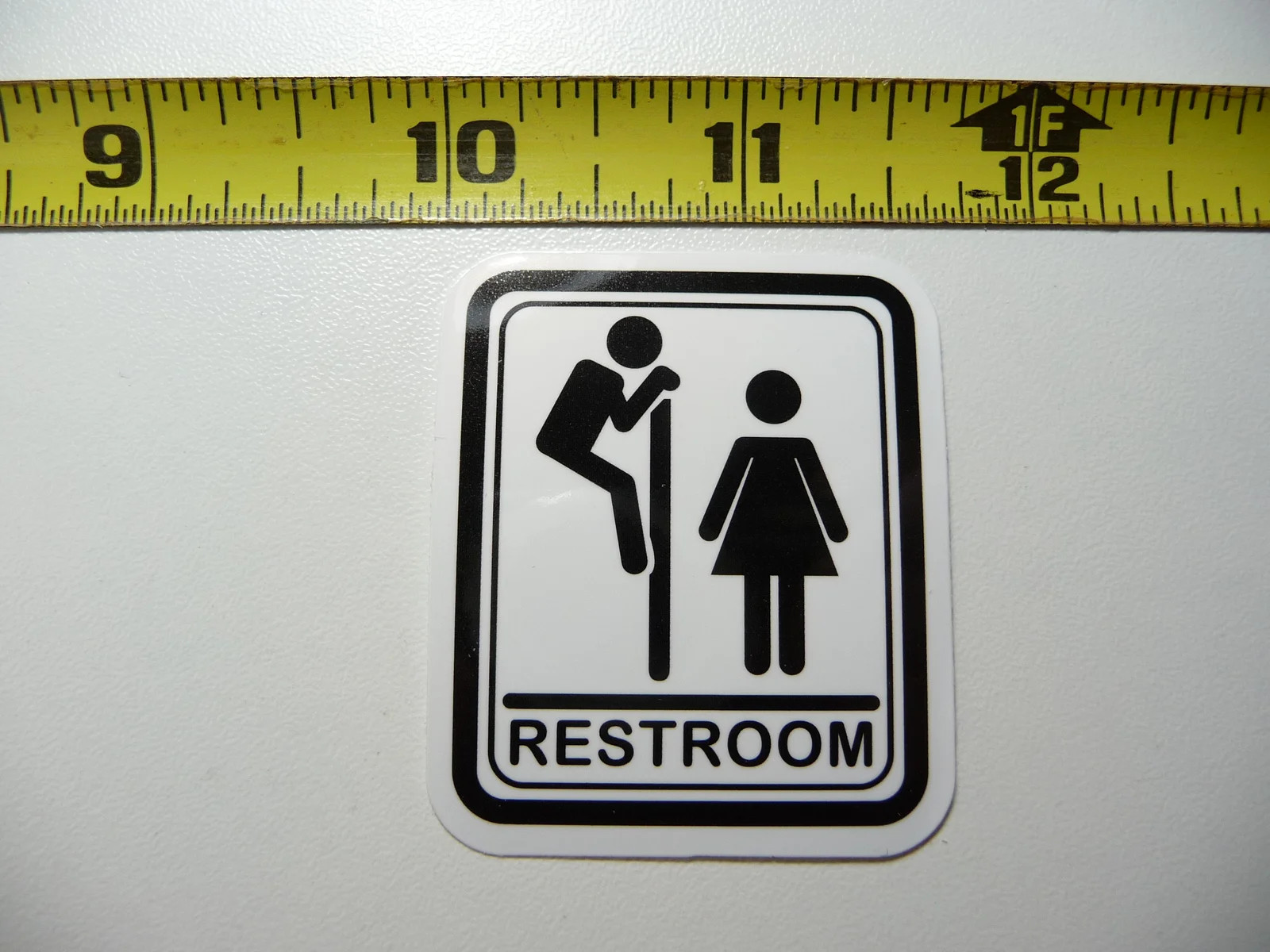 RESTROOM WARNING SMALL STICKER DECAL WORK JOB HARD HAT PRIDE FUNNY