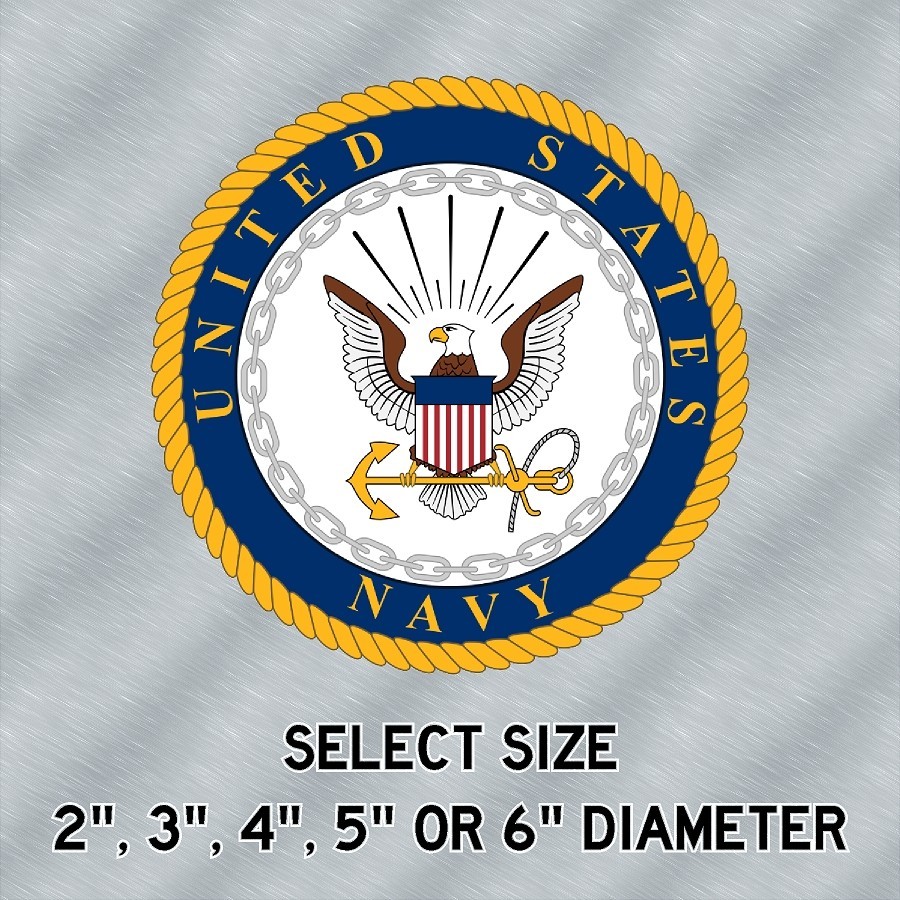 United States Navy Emblem in Blue Gold and White Laminated Sticker Choose Size