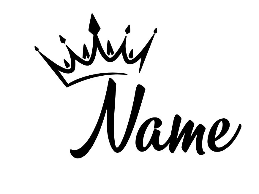 Custom Name Decal With Crown – Oracal 651 Permanent Vinyl – Choose Font & Color
