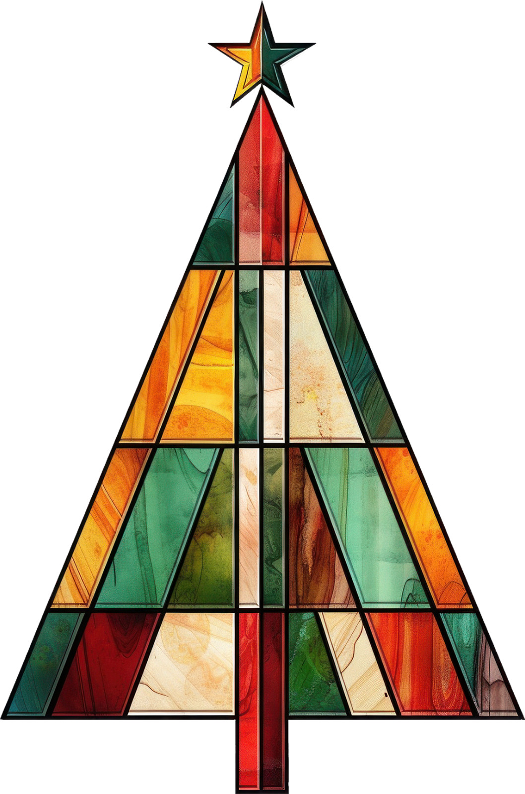 Christmas Tree Stained Glass Wall Decal Sticker 18X18cm Large