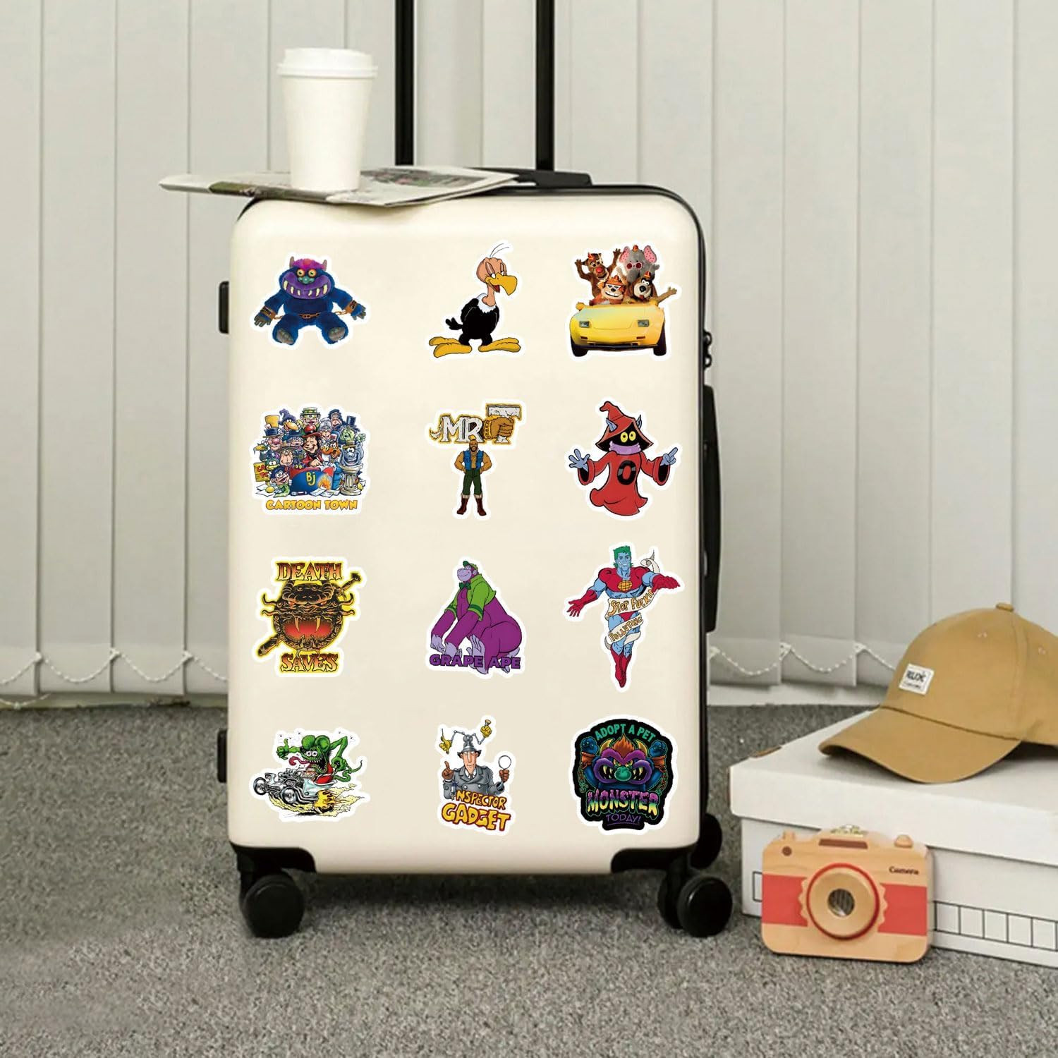 80s Cartoon Stickers Pack – 63 Vinyl Decals for Kids and Teens' Decor