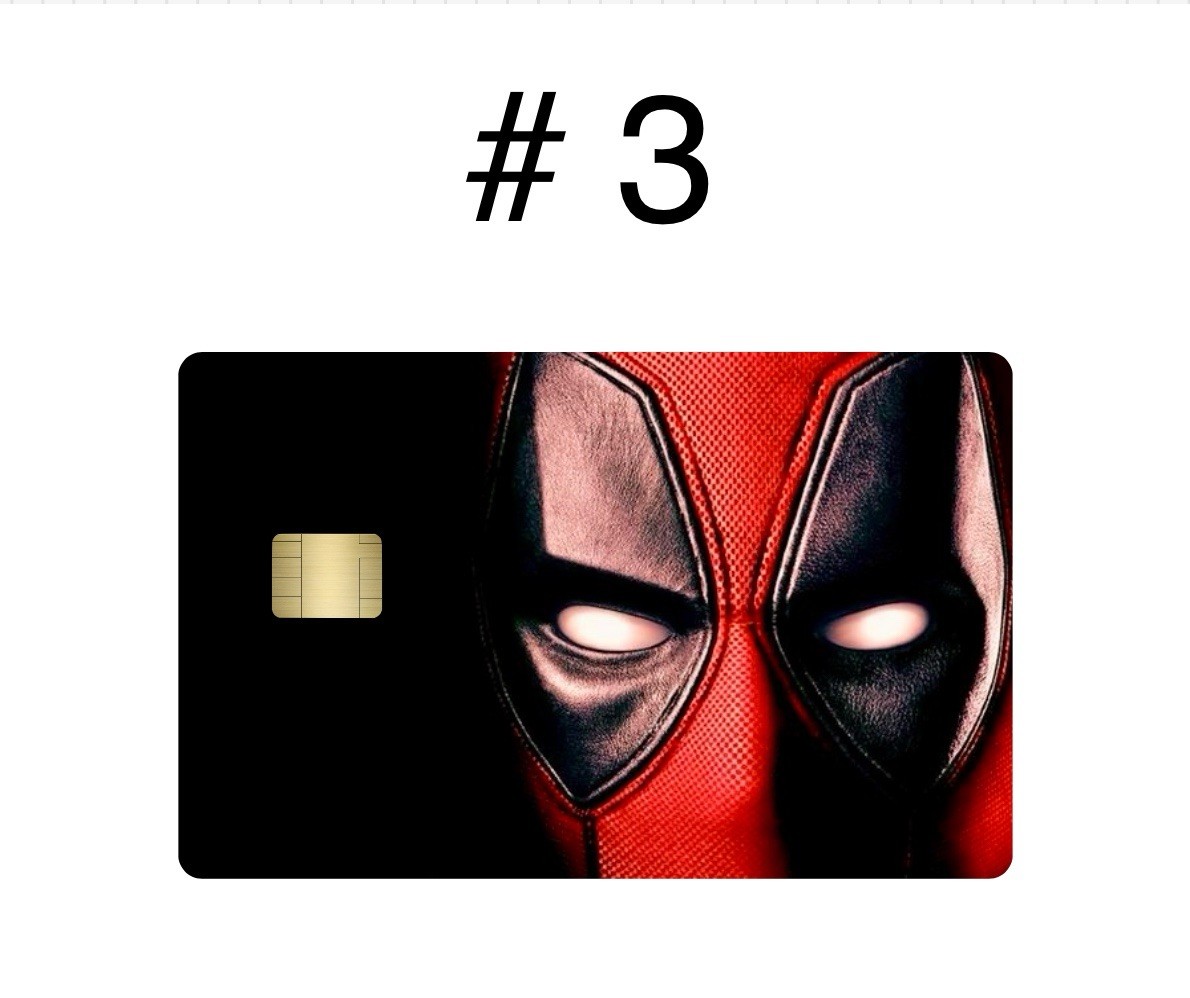 2 Deadpool Premium Print Bank Card Vinyl Skins Small Chip. Choose Any 2