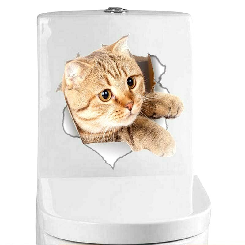Cute Cat Pet BREAKING THROUGH WALL Good for Any Flat Surface Sticker 7" x 7"