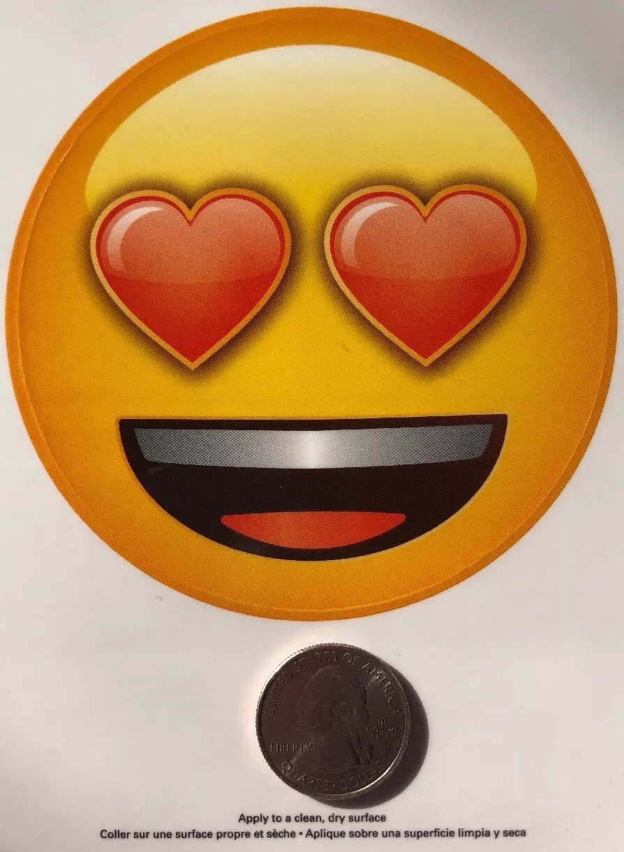LOVE EMOJI Decal/Sticker(1pc) 3-3/4”Dia.Sandylion•Wall•Car •Window•Smile•Hearts