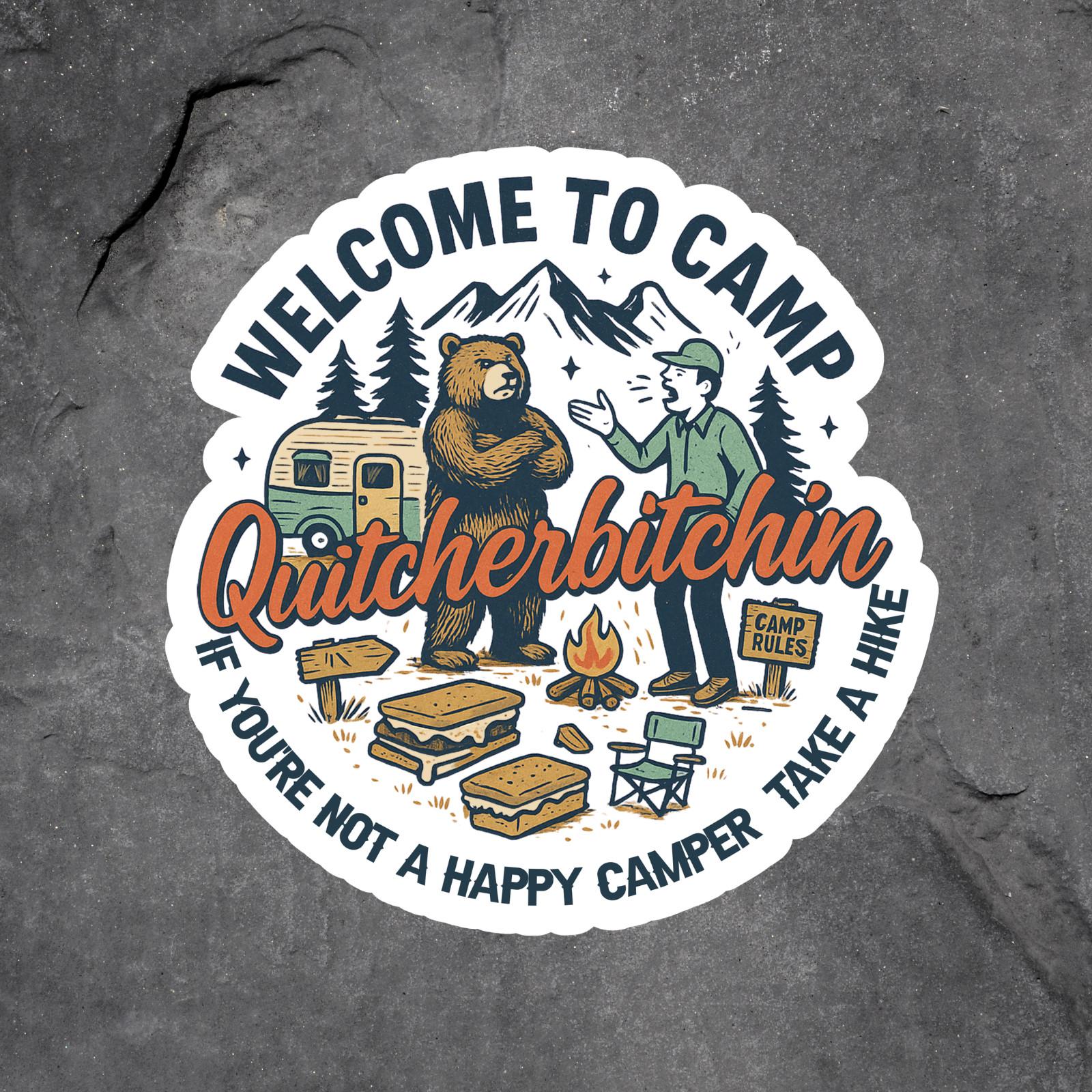 Camping Sticker Vinyl Decal Funny Bear Camp Quitcherbitchin Humor