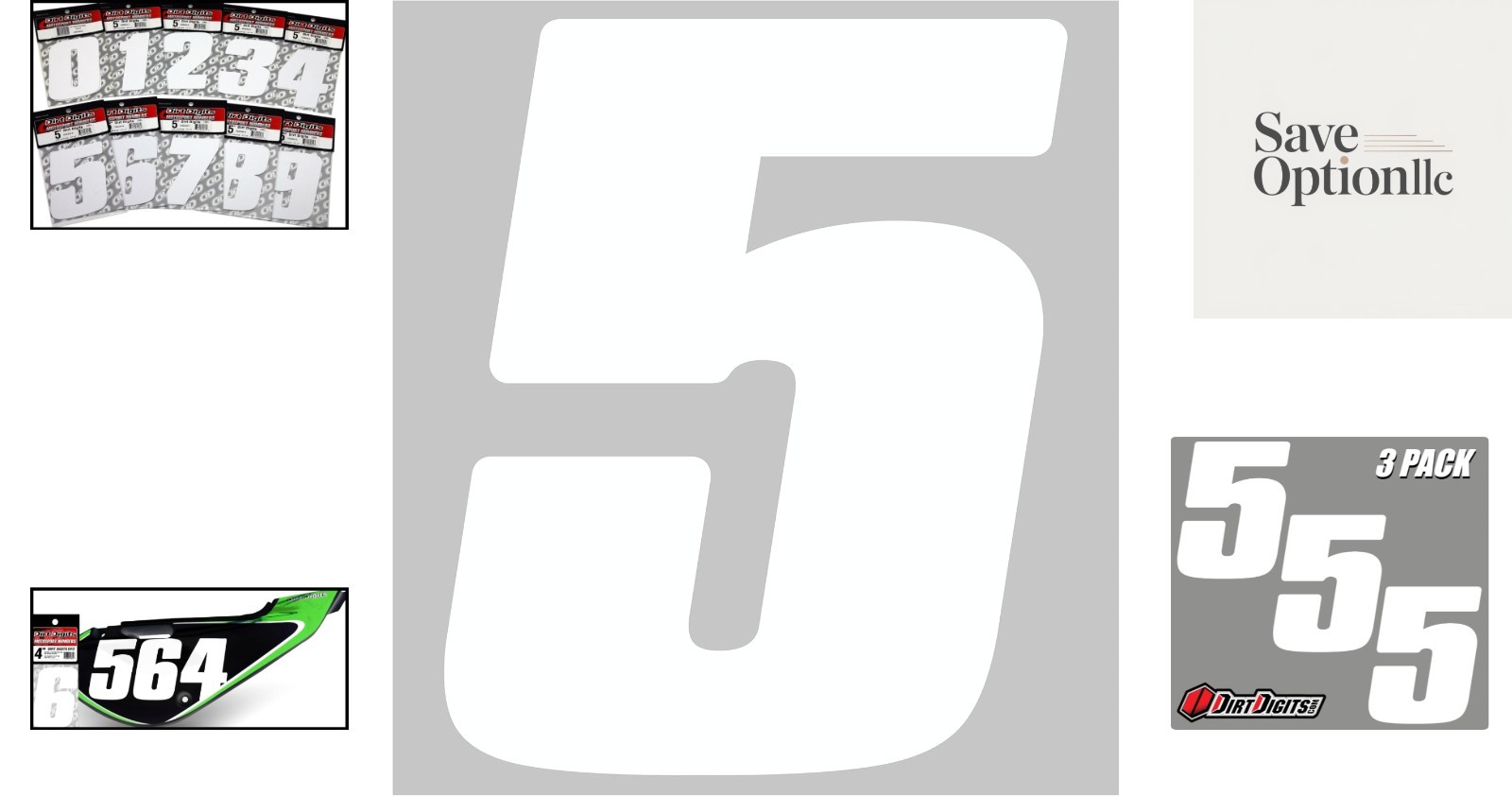 Waterproof 5.5" High-Gloss Vinyl Number 5 Set – Perfect for Motocross
