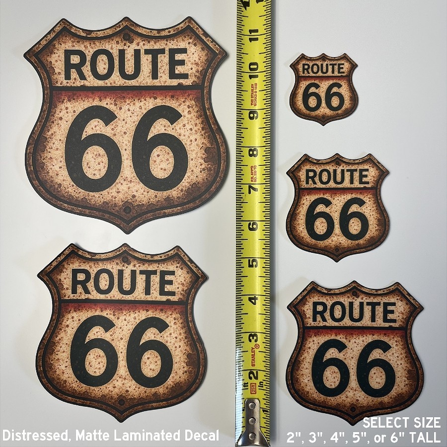 Distressed Historic Route 66 Matte Laminated Stickers / Decals Choose Size 2-6"