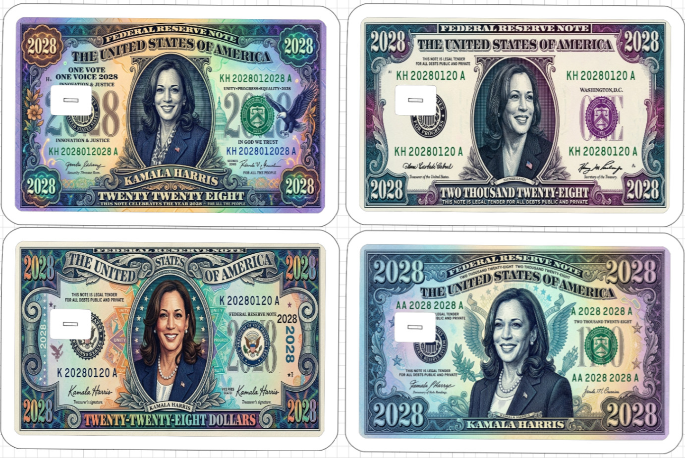 Kamala Harris 2028 Dollar Bill Credit ATM Debit Gift Card Skin Sticker Democrat