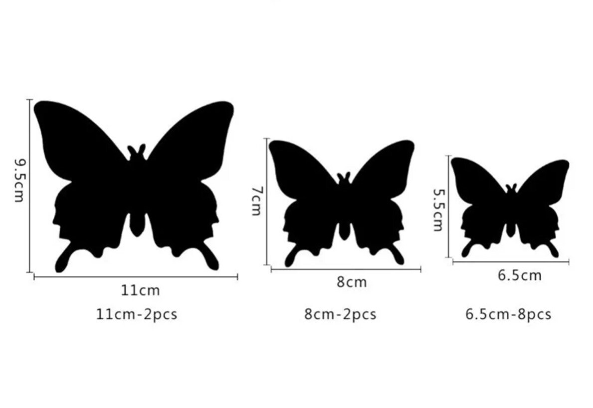 Set Of 12 Black 3D Butterfly Wall Sticker Party, Home Decor Butterfly Sticker