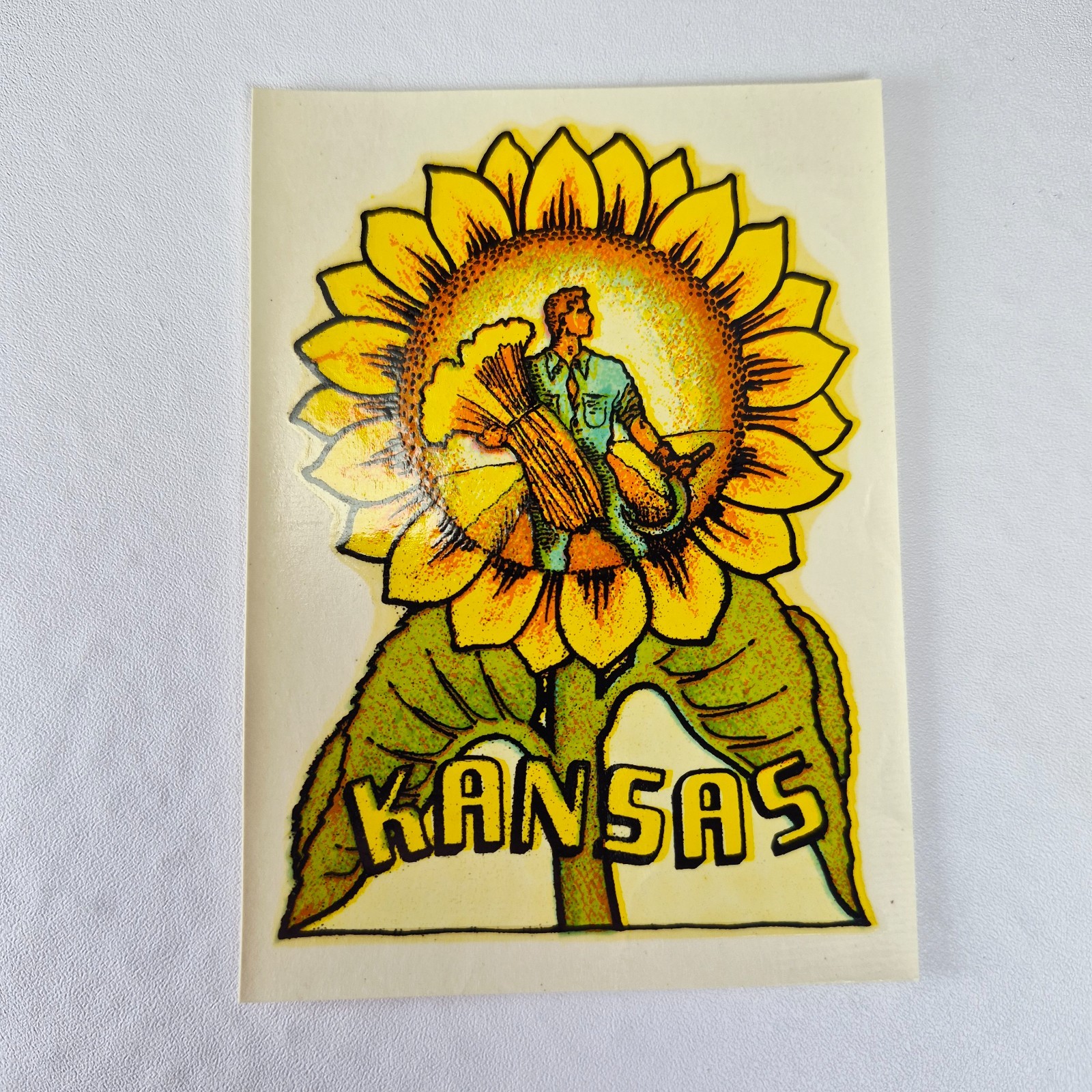 Vintage Kansas Decal Sticker The Sunflower State Travel Souvenir Retro NOS