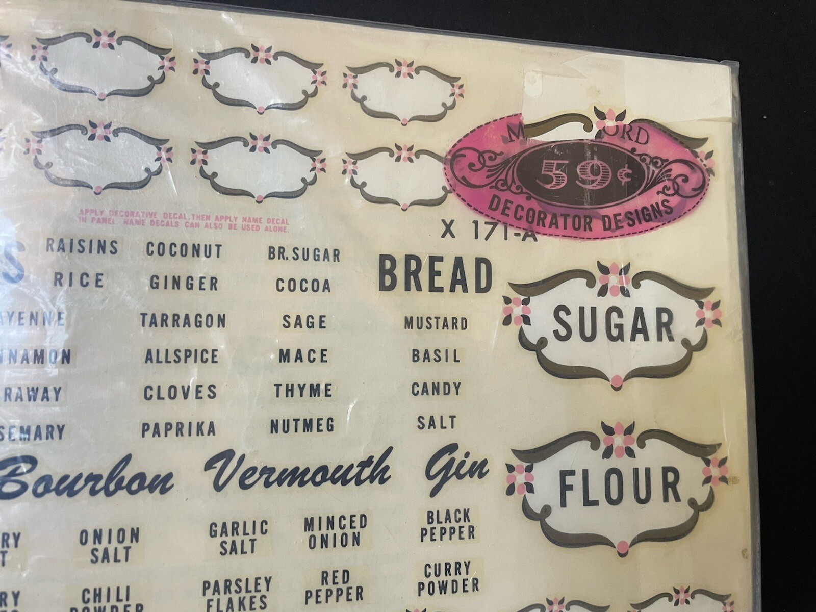 NEW Vintage MEYERCORD Decorative DECALS *Kitchen SPICES FLOWERS Alcohol Drinks