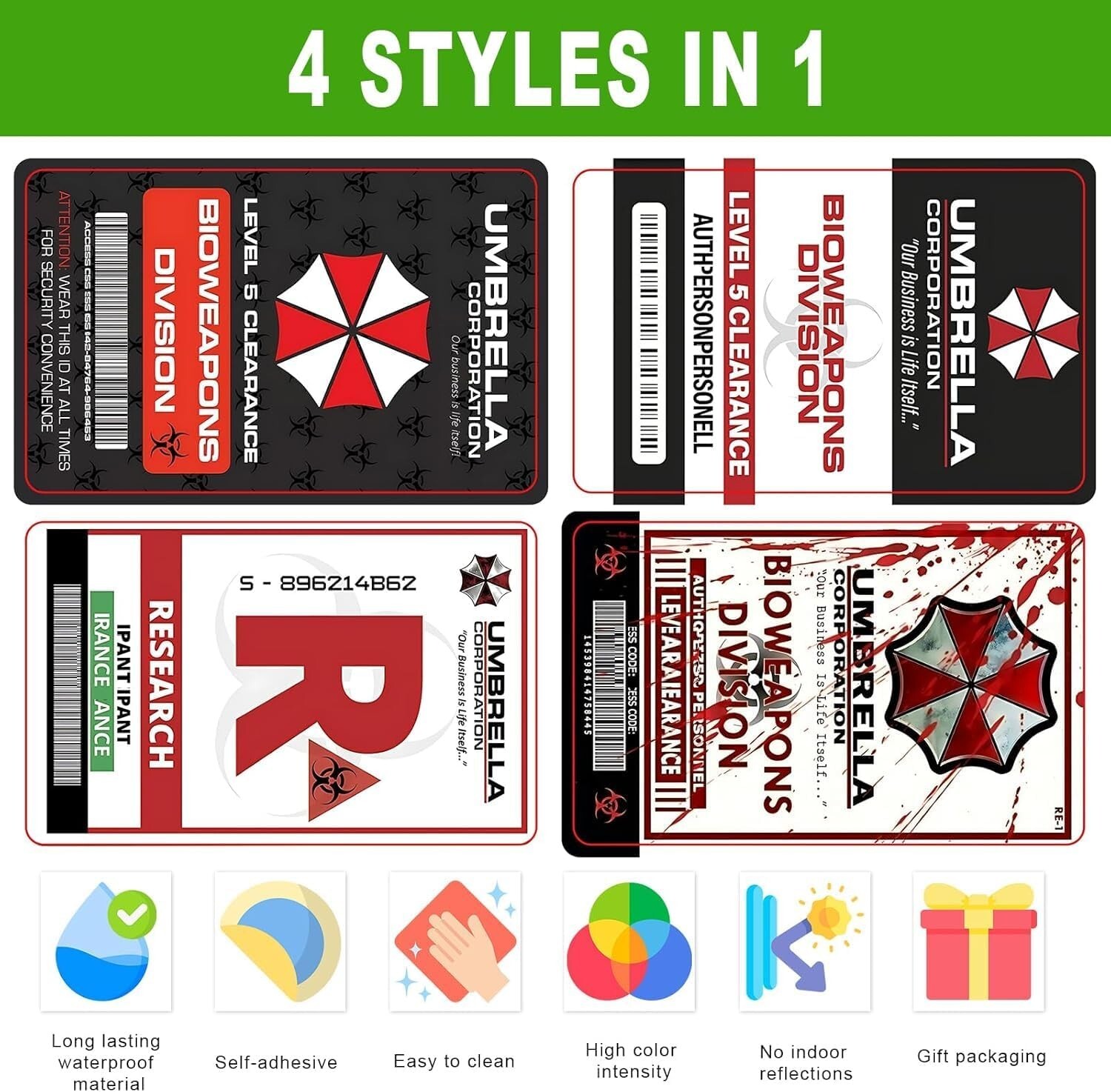 Credit Card Skin 4PCS Umbrella Corporation Credit Card Skin Sticker Cover