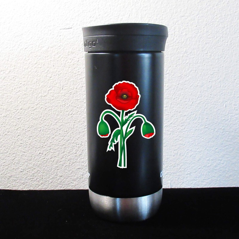 Beautiful Red Poppy Vinyl Sticker Waterproof Flower Decal for Laptops Bottles
