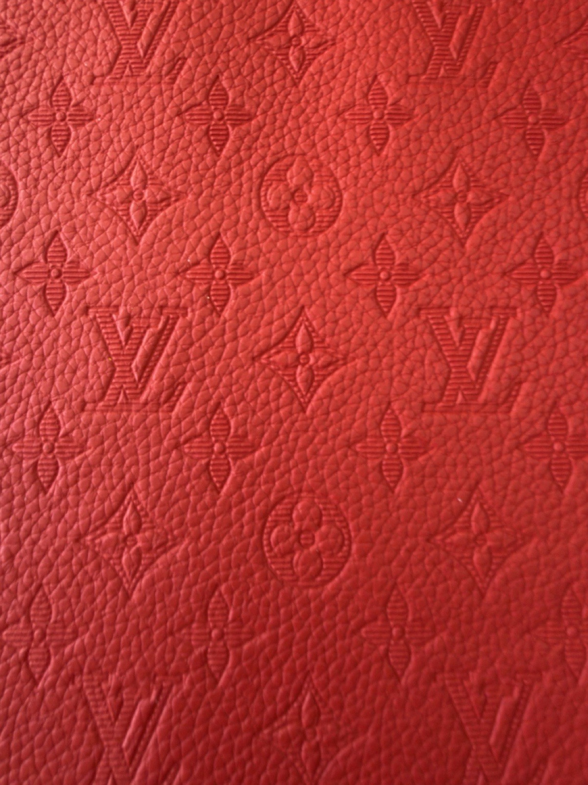LV Red Embossed Monogram Vinyl for Crafting Classic Size piece 12" X 12" Scrap