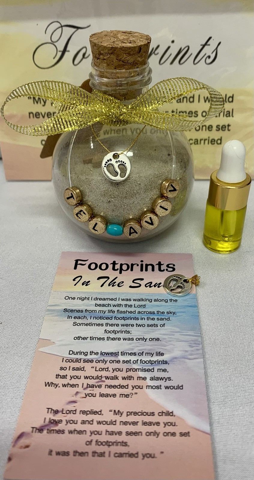 Footprints In The Sand Jesús Decorative Handmade Bottle Personalized Handcrafted