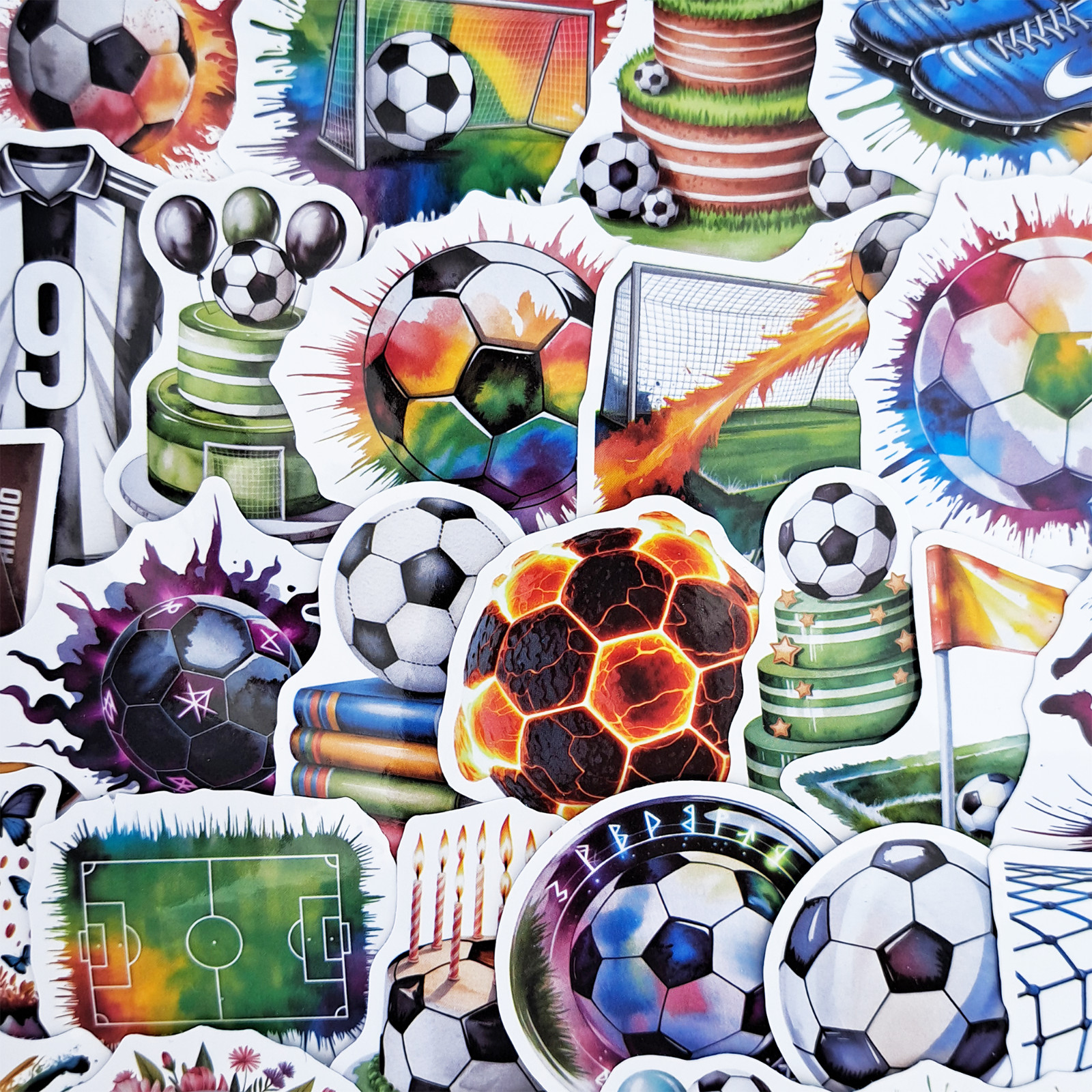 50 PCS Soccer Fan Sticker Pack Football Ball Jersey Goal Trophy Coach Gift
