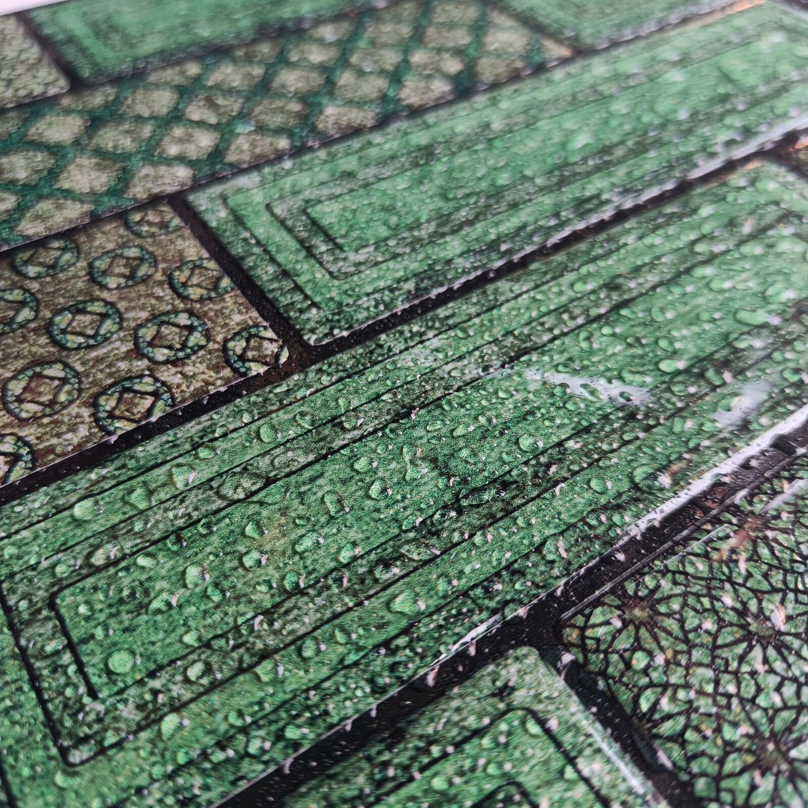 Vintage 3D PU Peel and Stick Tile | Green Subway Stick on Tile, Self Adhesive