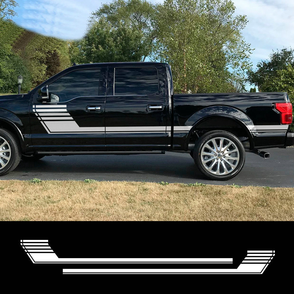2PCS Car Door Side Stripe Graphics Vinyl Film Sticker For Ford F150 Sport Decal