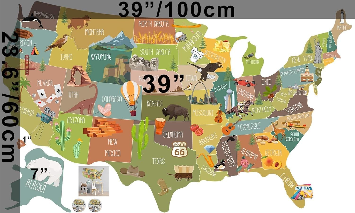 Kids Wall Decal Map Wall Decal Wall Sticker Peel Stick Decals