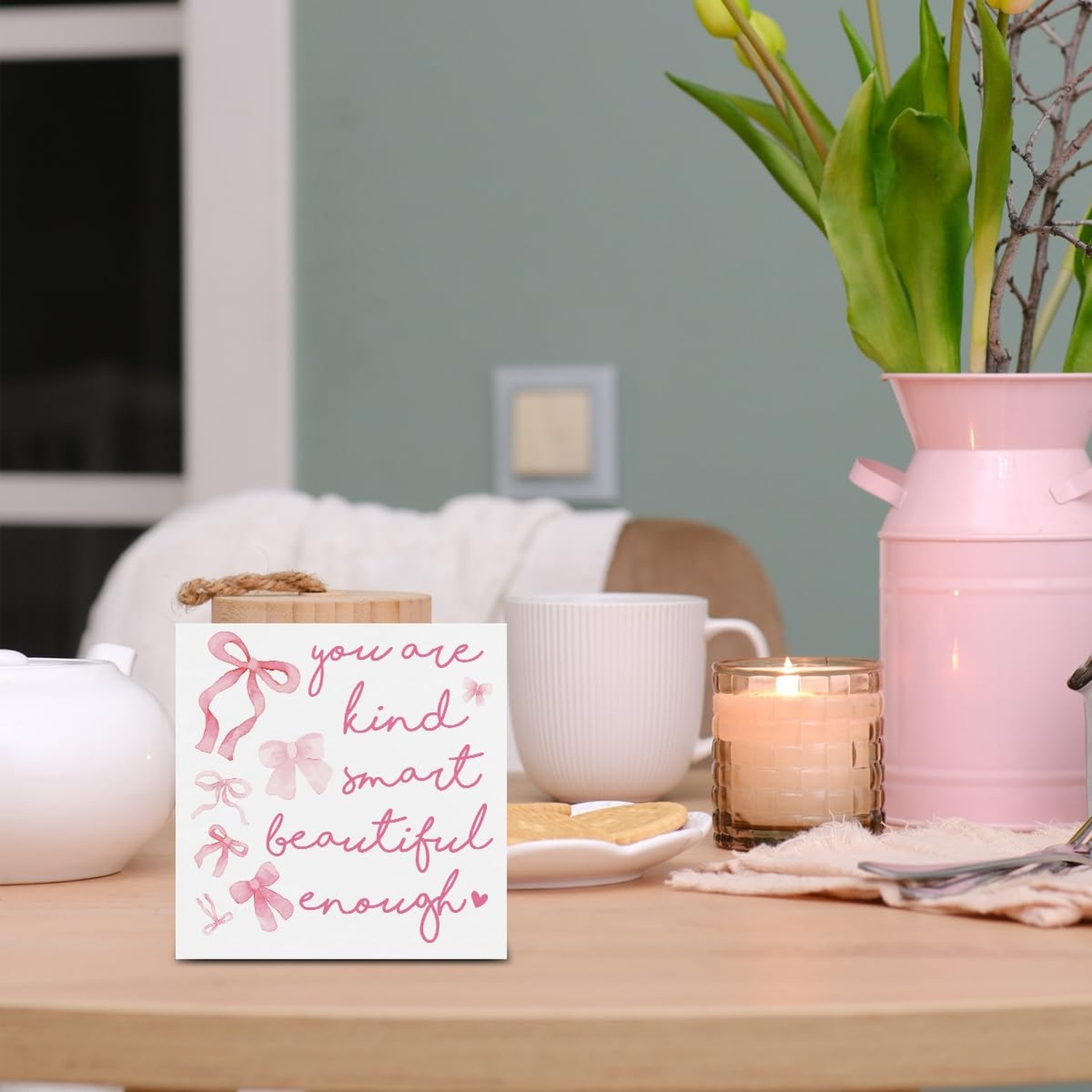 Pink Dorm Room Decor for Women, Pink Inspirational Awareness Positive Affirma…