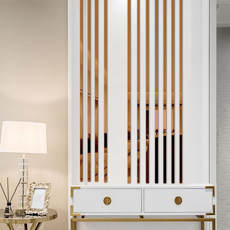 Self Adhesive Acrylic Wall Ceiling Gold Background Lines Edging Strip Room Decor