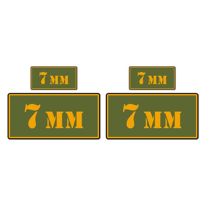 7 mm Ammo Box Set, Vinyl Decal Sticker, 2@ 1"x2" & 2@ 2"x4", #8378