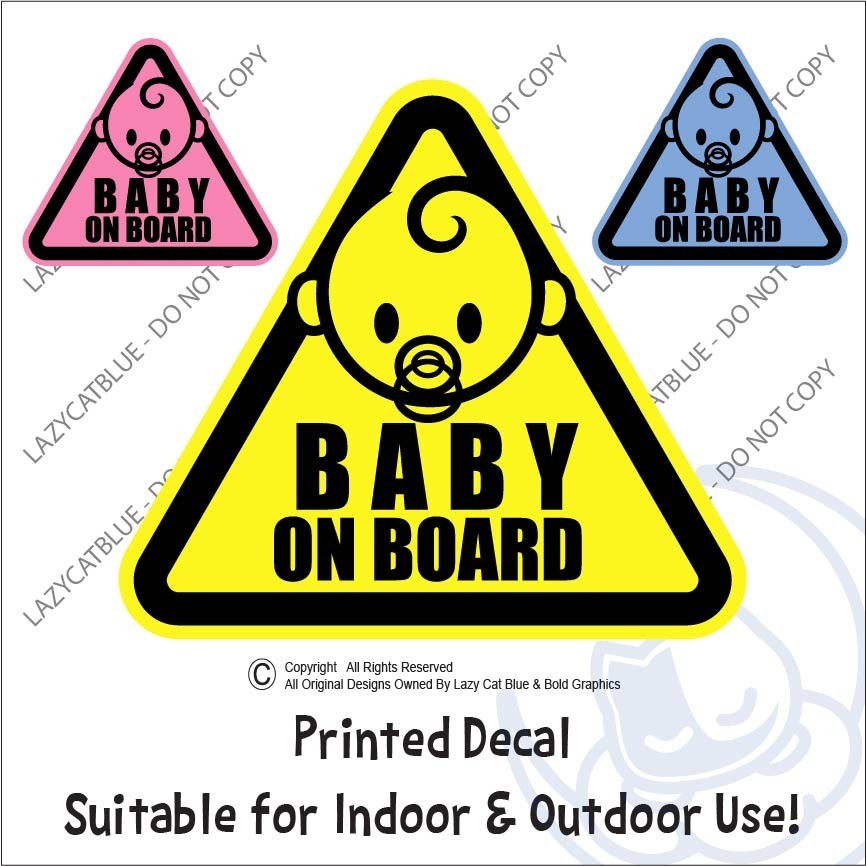 Baby On Board Triangle Decal Sticker Kids Parenting Car Warning Safety Drive Slo
