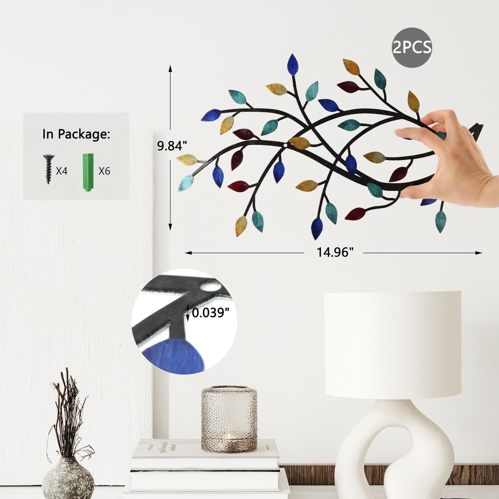 Meltset Metal Tree Leaf Wall Decor, Vine Olive Leaf Branch Wall Art, Wrought …
