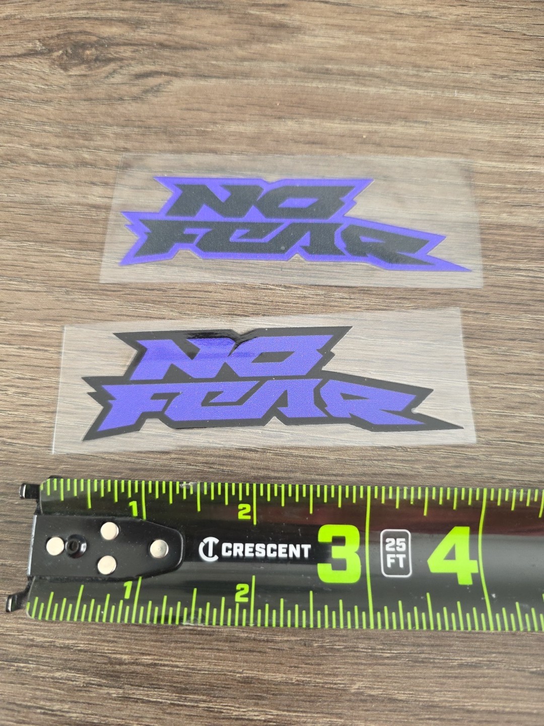 2X NO FEAR Purple & Black Outlined Raised UV DTF DECAL STICKER Waterproof 4in