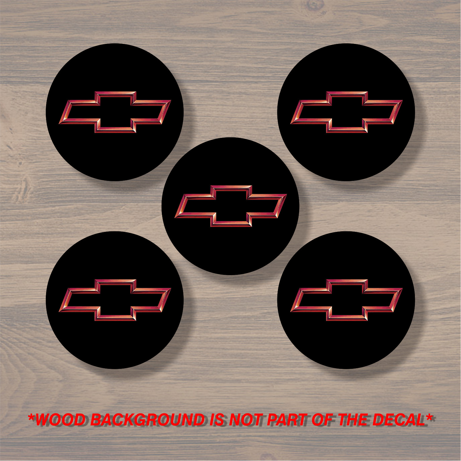 Chevrolet Chevy Bowtie Wheel Center Cap Overlay x5, Vinyl Decal Sticker