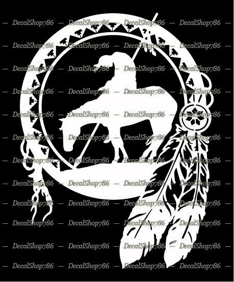 Native American Indian Warrior on Horse – Car Vinyl Die-Cut Peel N' Stick Decals