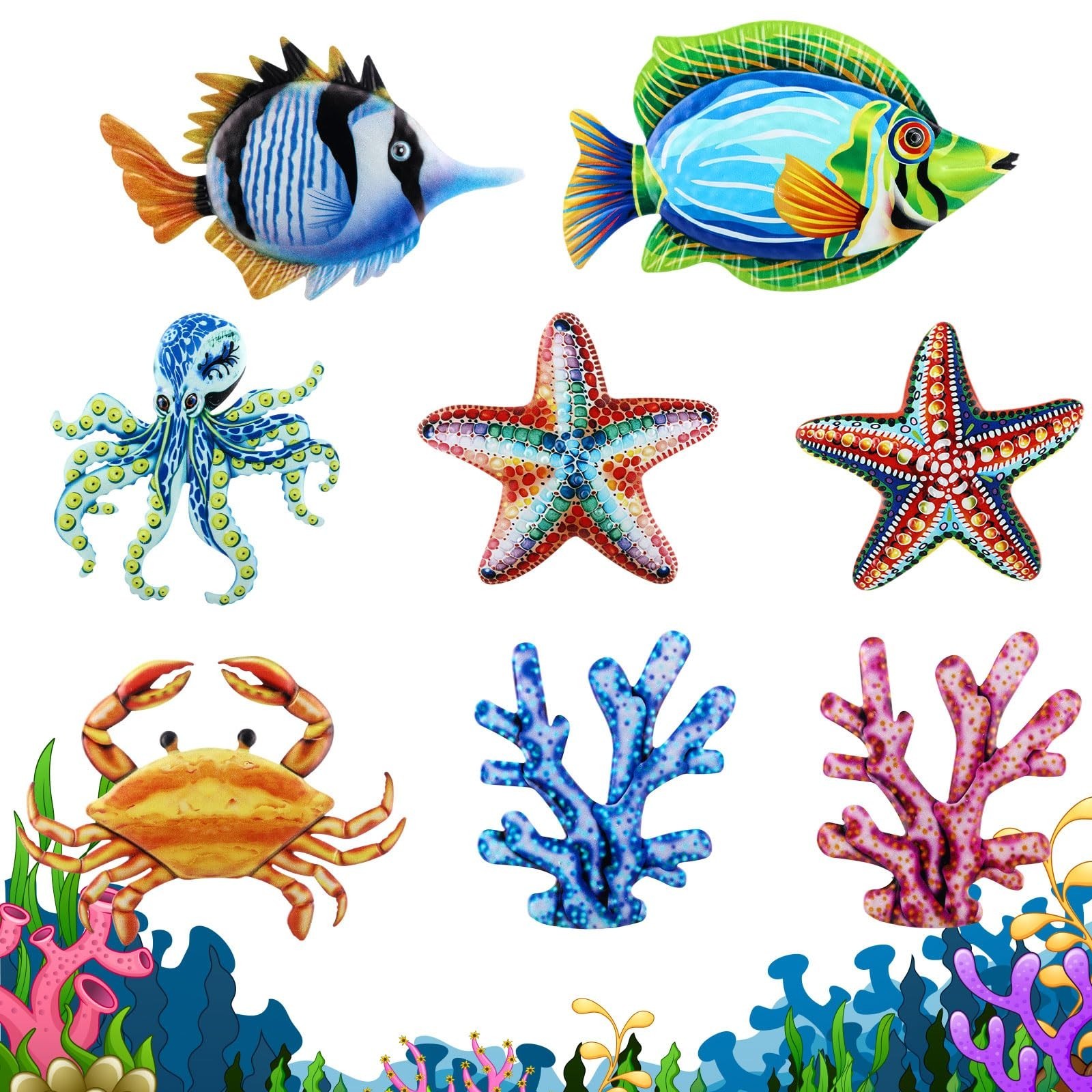 Tandefio 8 Pcs Metal Wall Decor Wall Art Hanging Decorations Outdoor Indoor S…