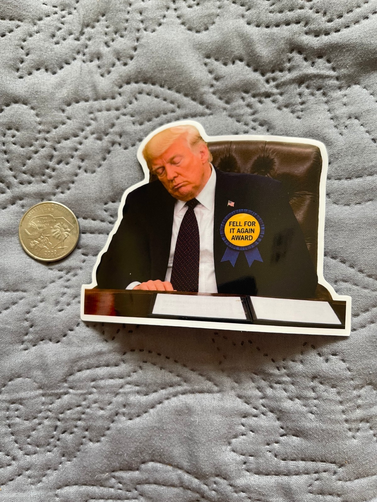 Sleepy Trump Fell For It Again Award 3" Sticker – Waterproof