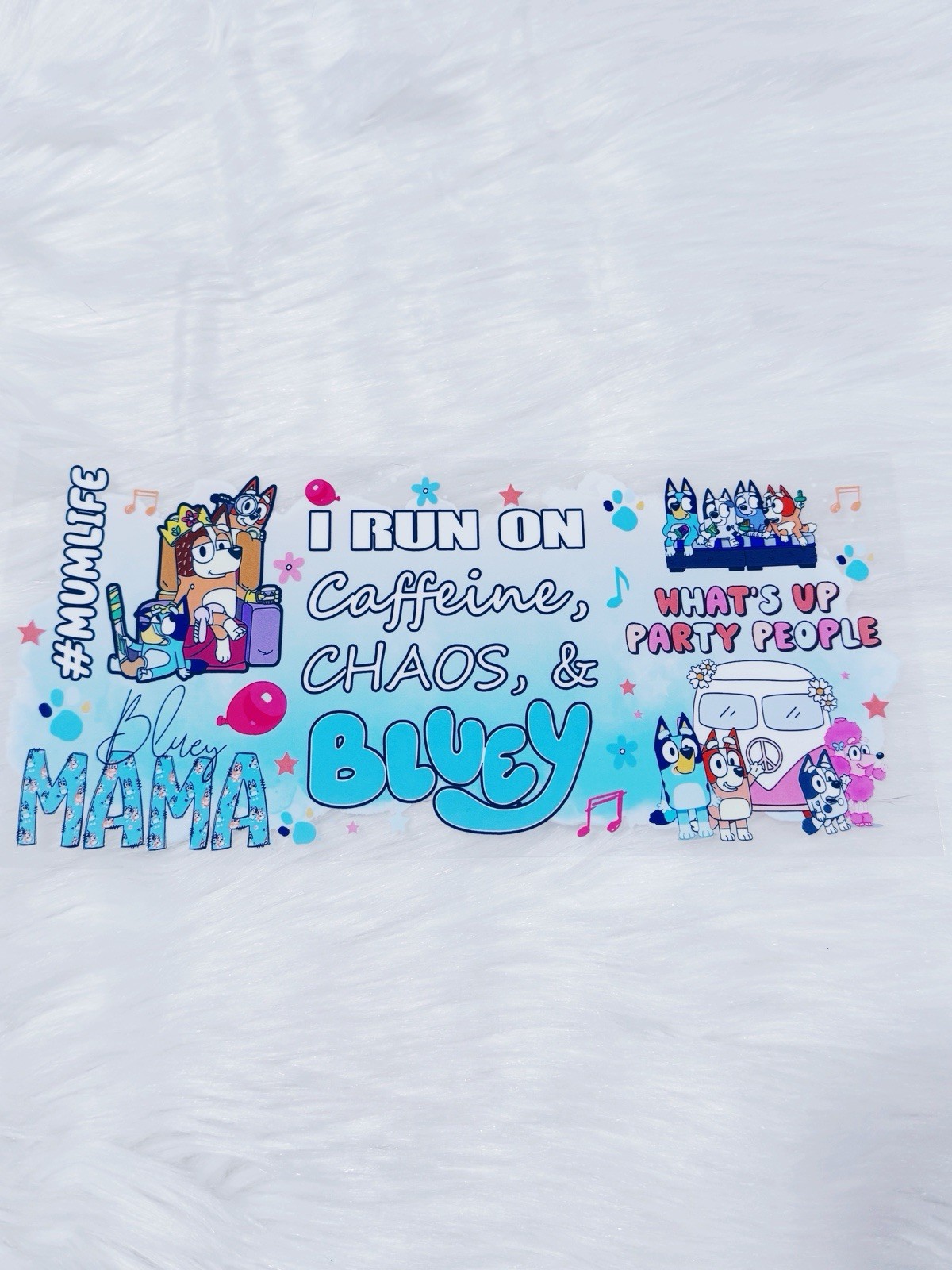 Bluey UV DTF Cup Wraps for 16 oz Glass Cups, 8 Sheets Transfers Variety