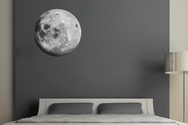 Moon Wall Decal Large Moon Sticker Peel and Stick Bedroom Moon Wall Mural, c22