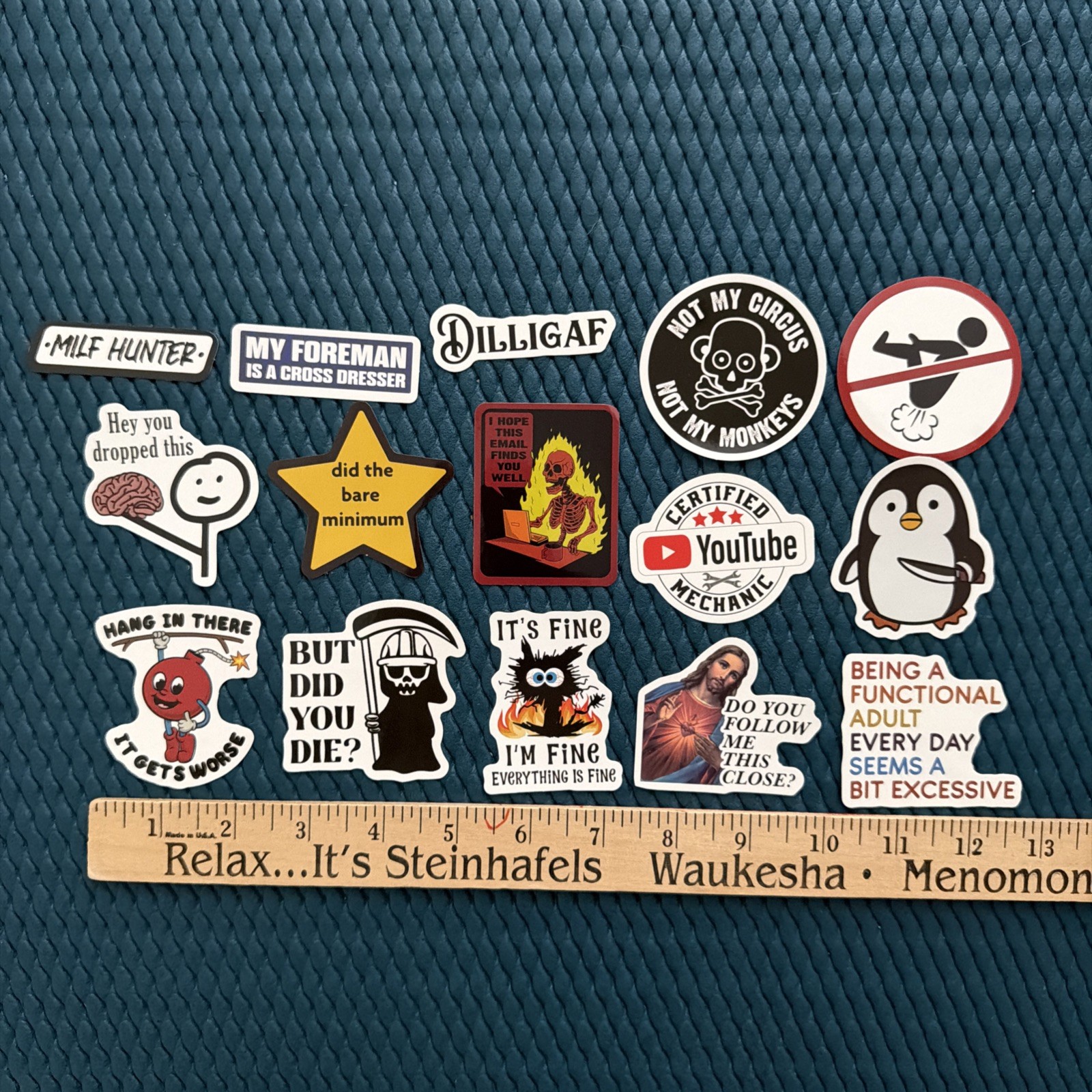 Funny and Sarcastic Glossy Printed Vinyl Stickers 15 Pieces