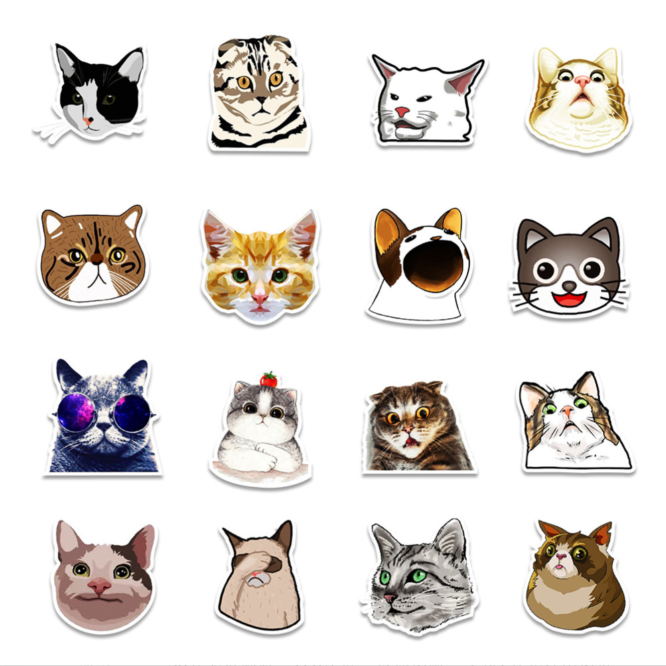 50 Pcs Stickers Cute Funny Cats Laptop Luggage Graffiti Fridge Phone Car Vinyl