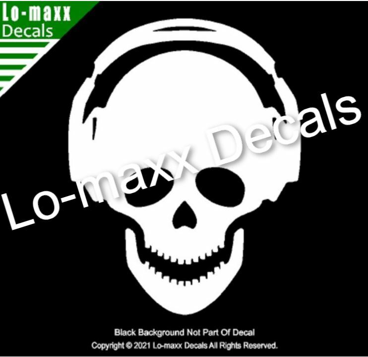 Skull And Headphones Rock And Roll Music Superior Quality Die Cut Vinyl Decal