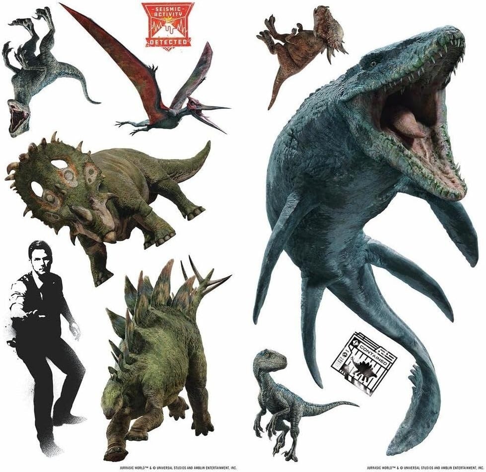 Jurassic World Fallen Kingdom Peel & Stick Wall Decal Dinosaur Sticker